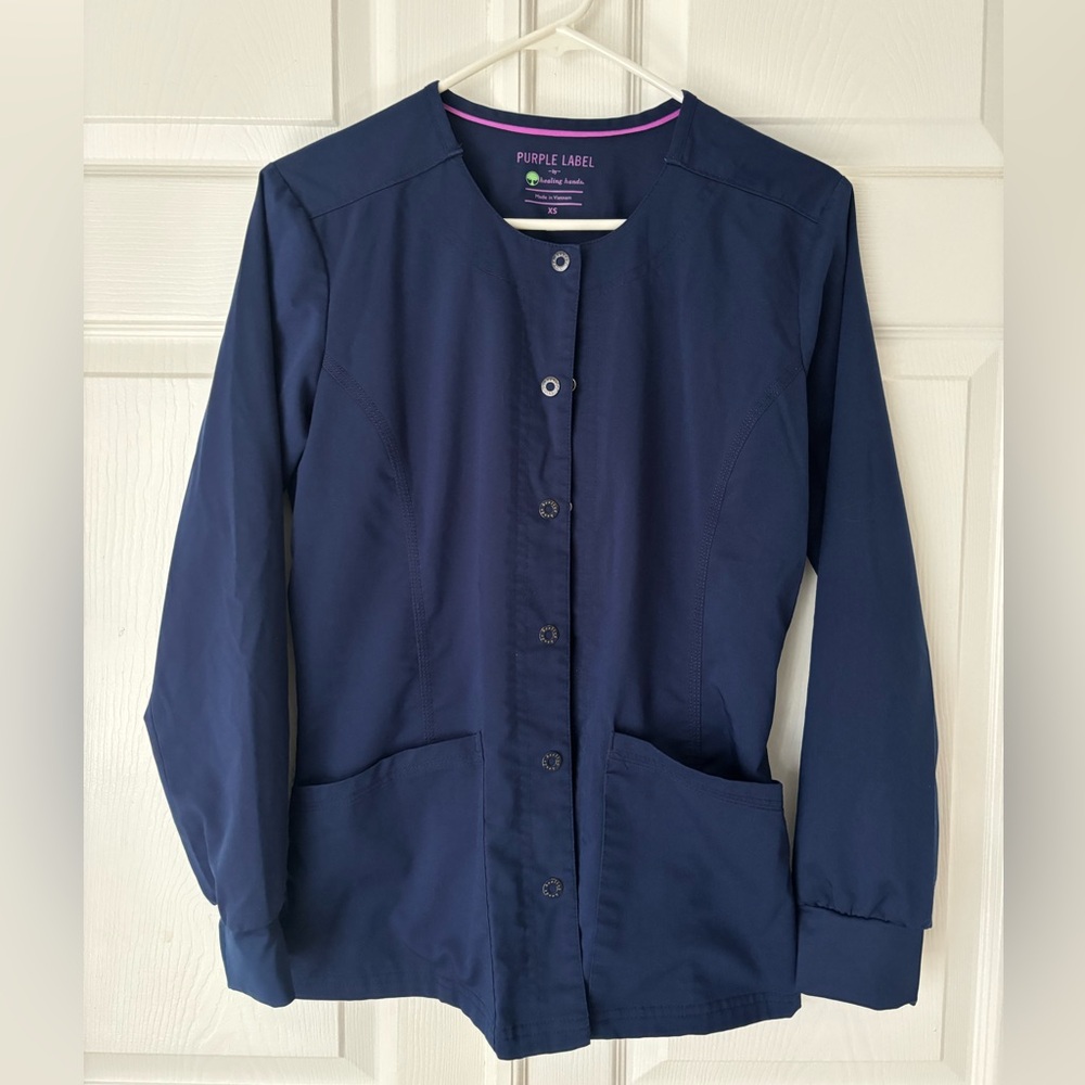 Healing Hands Womens Scrub Jacket 5 Pocket Purple Label